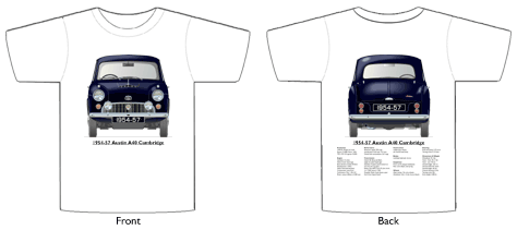 Austin A40 Cambridge 1954-57 T-shirt Front & Back